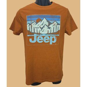 Jeep Unisex Graphic Mountain Rust Orange T-Shirt Small